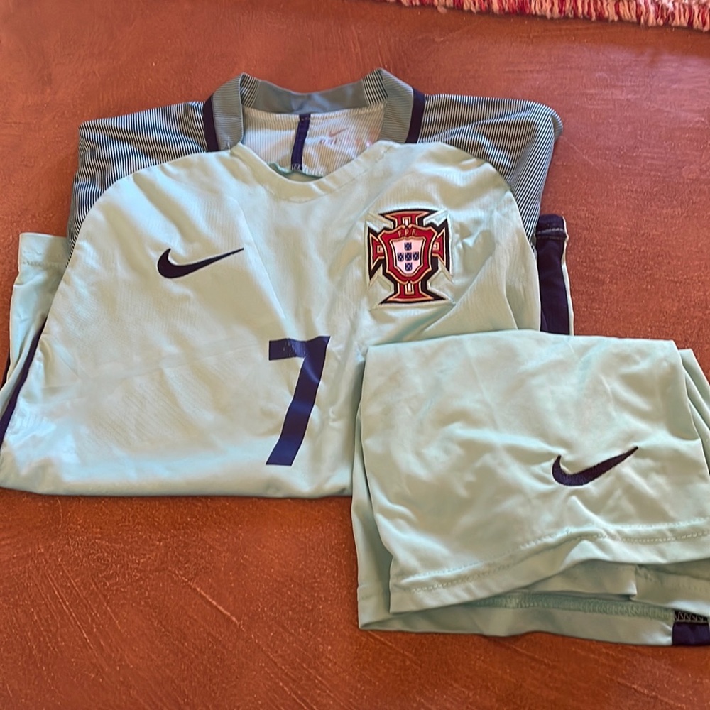 European Cup Ronaldo Away Portugal Kids Jersey & Shorts